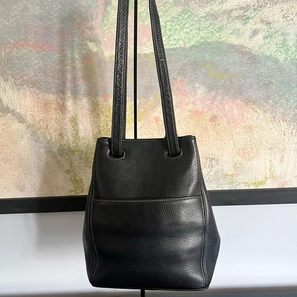 Coach Sonoma Black Pebbled Leather Drawstring Bag-Vintage - Picture 5 of 10